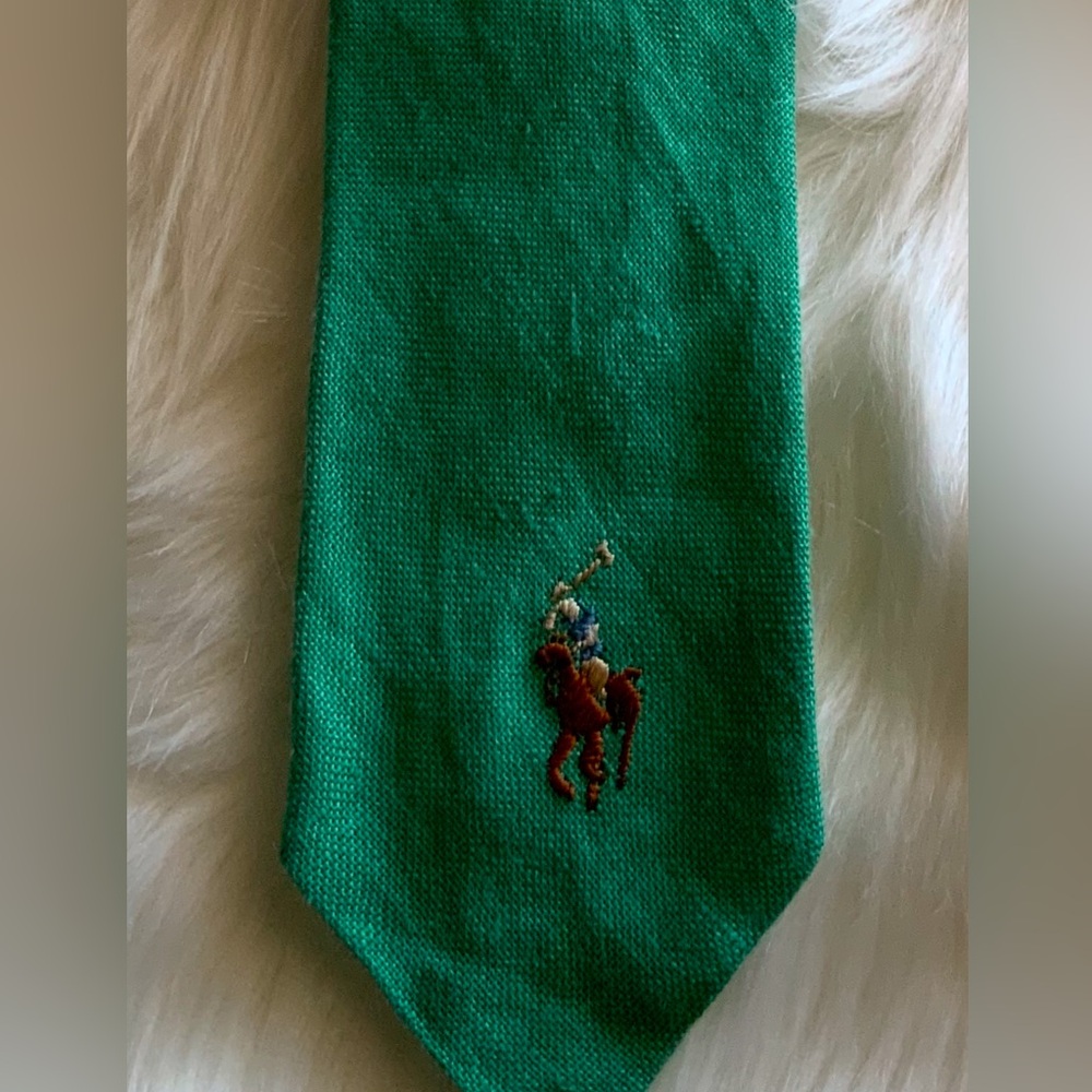 Polo Ralph Lauren Rare Vintage Handmade 100% Irish Linen Tie Polo Player Logo